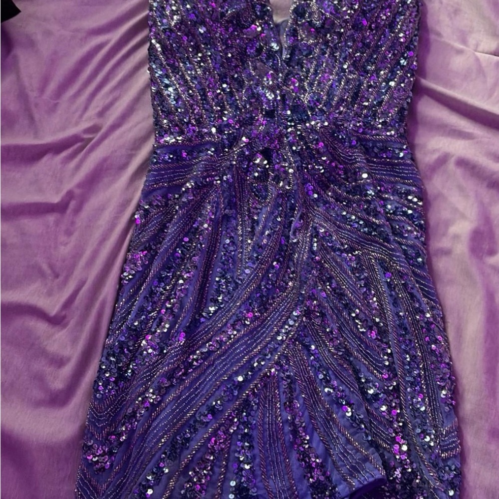 Glamorous Purple Sequin Evening Gown